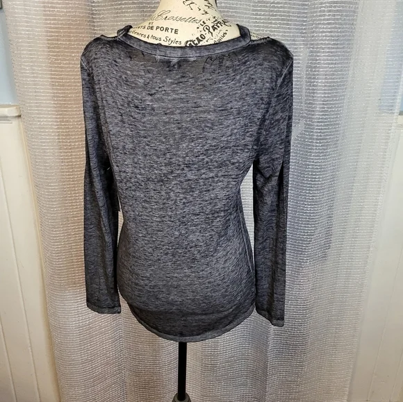 Derek Heart Black Brindle Cold Shoulder Jersey Large - Picture 2 of 7